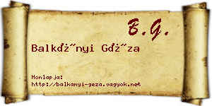 Balkányi Géza névjegykártya