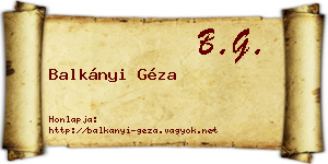 Balkányi Géza névjegykártya