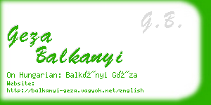 geza balkanyi business card